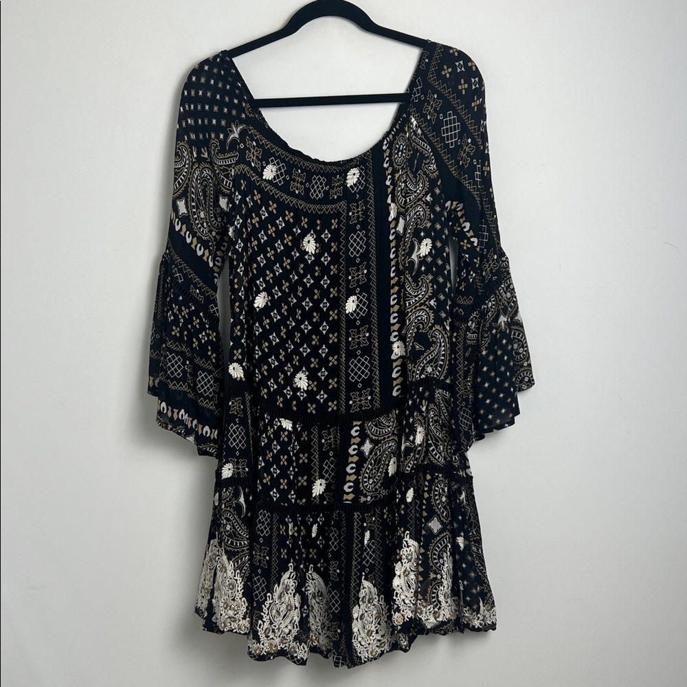Anthropologie Muche Et Muchette Bohemian Beaded Embroidered Ruffle Gypsy Dress S - Picture 2 of 13